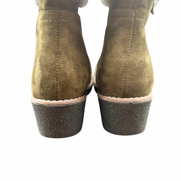 Patrizia by Spring Step Yazzie Olive Green Faux Fur Wedge Boots Size 39 US 8-8.5 - Picture 5 of 15